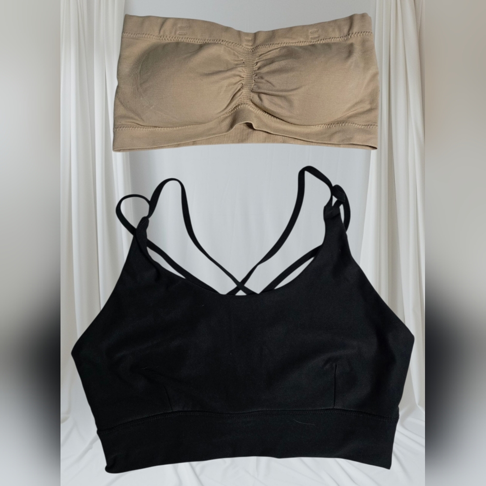 Braza Bandeau Athletic Works 2pc Sport Bra Bundle Size L Large 12 13 14 Tank Top